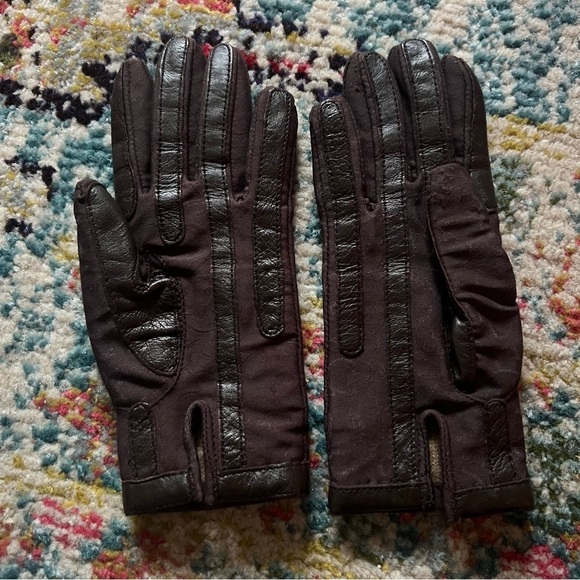Vintage 80s Isotoner brown leather gloves - Picture 2 of 10